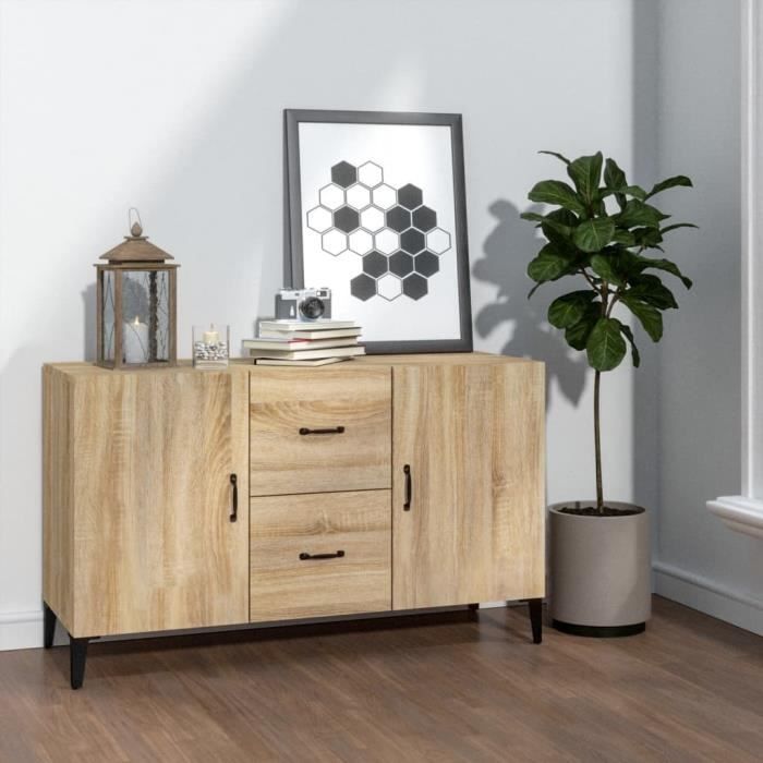 Buffet - VIDAXL - Chêne sonoma - Classique - Intemporel - Blanc - 100x36x60 cm - Bois dingénierie