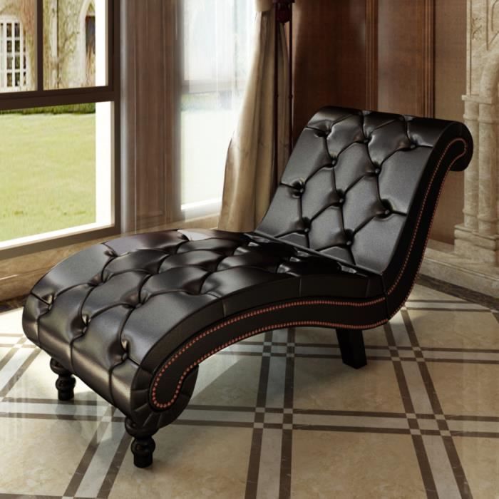 chaise longue - vidaxl - marron similicuir - contemporain - design - 1 personne