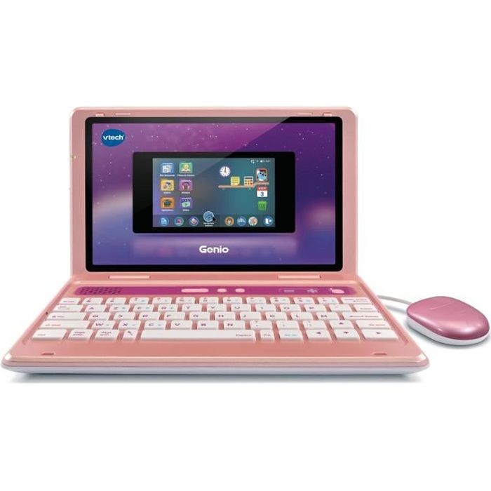 Ordinateur pour enfant VTECH Genio - Clavier AZERTY, souris, écran 5’’, mémoire 8GB - Rose