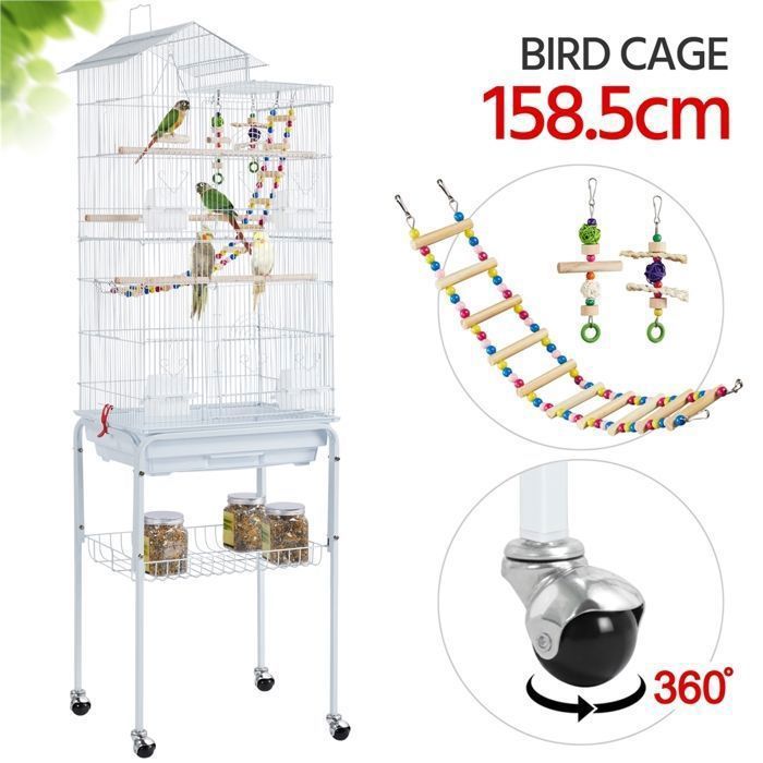 Comparer les prix de Yaheetech Cage Oiseaux sur Roulettes Volière - 46 x 35,5 x 158,5 cm - Echelles Jouets pour Perruche Inséparables Mandarins Canaris