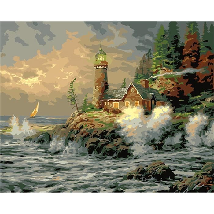 Yeesam Art Peinture Par Numeros Kits Sans Cadre 16 X 20 Vagues