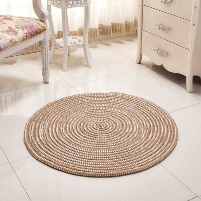 Tapis Rond Tricote F40cm Petit Tapis Decoration Chambre Salon Entree Comfortable Polyester Brun Clair Achat Vente Tapis Cdiscount