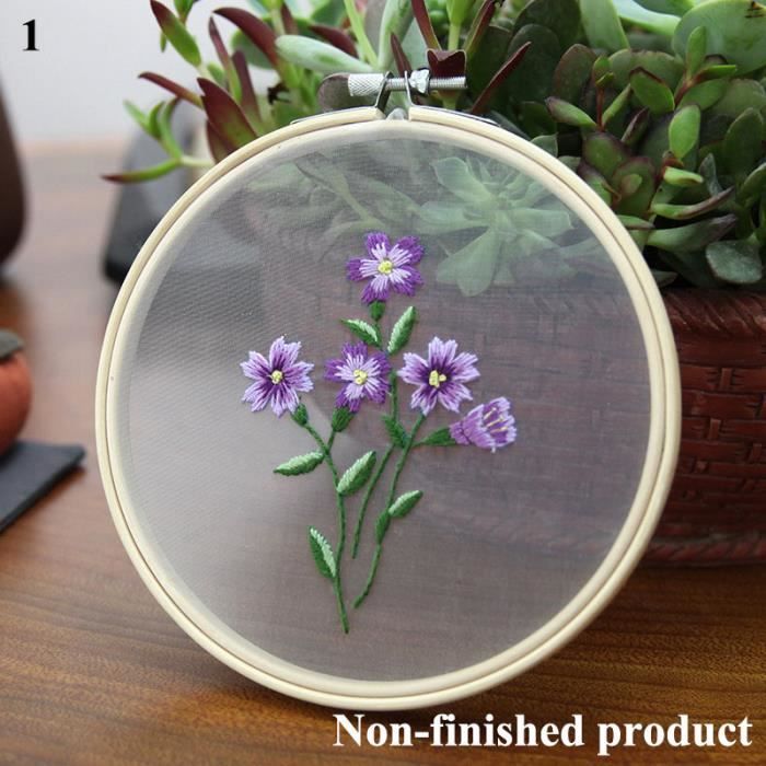 Kit Broderie Debutant Brillant Motif De Fleurs Kit De Démarrage Au Point De Croix Kit De Matériel De Bricolage Pour Débutants Adultes Avec Cerceau En