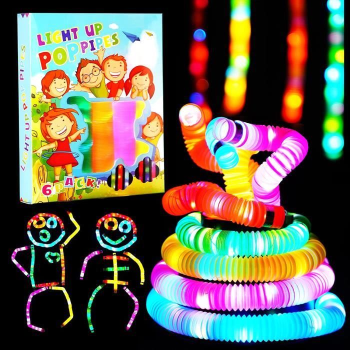 Tubes Lumineux Pop YATOSEEN Lot De 12 - 3 Modes Lumière - Jouets Sensoriels Pour Fête - Brillent Noir