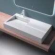 Vasque de salle de bains - Mai & Mai - Lavabo suspendu blanc avec rangement - Rectangulaire - Résine-1