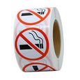 500x Interdiction de Fumer Autocollants d'avertissement Étiquettes Adhésif pour Porte Fenêtre 2,5cm Hellery-1