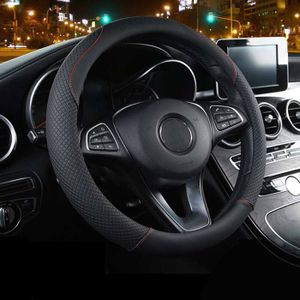 Housse De Volant De Voiture Antidérapante, Housse De Poignée élastique Universelle 38cm, Manchon De Volant En Grain De Bois, Accessoires De Voiture