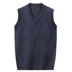 Gilet Homme En Maille Torsadée 100% Acrylique - Col V, Sans Manches, Pour Superposition Élégante
