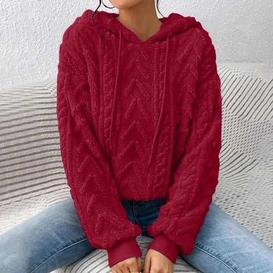 MANTEAU CABAN PARDESSUS Sweat Polaire Capuche Hiver Chaud Veste Polaire Femme avec Capuche Grande Manteau Mode Bordeaux Bordeaux Cdiscount Pret a Porter