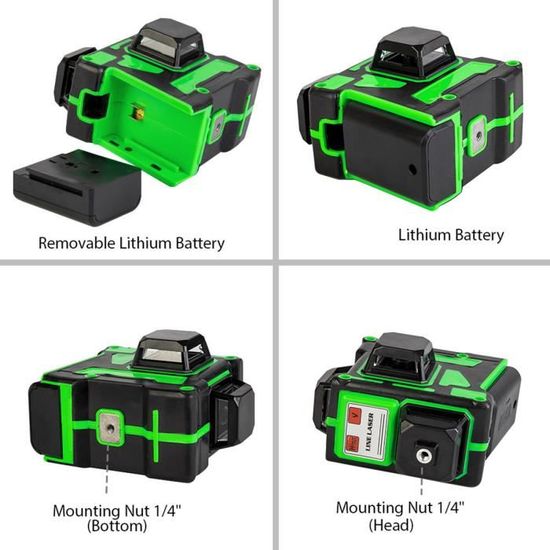 Compteur de niveau à 12 lignes, Niveau laser 12 lignes 3D auto-nivelant 360, Croix horizontale
