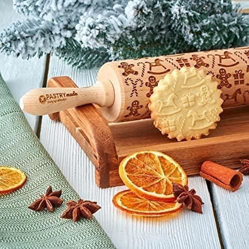 Rouleau à pâtisserie en bois de Noël pour la pâtisserie avec