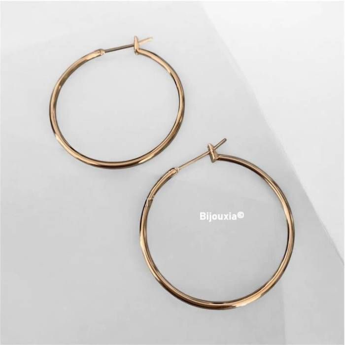 Boucles D'oreilles Créoles Plaqué Or 18 Carats - Largeur 3 Mm - Neuf Avec étiquettes