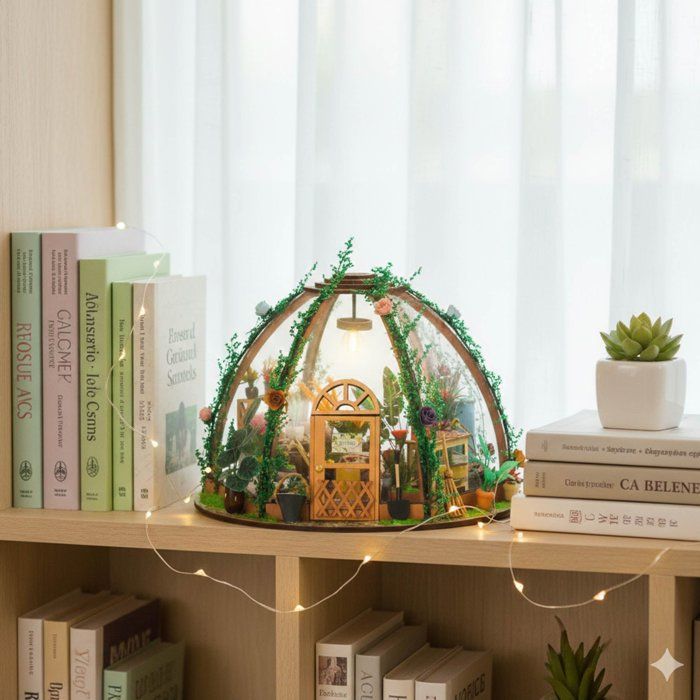 Ltteaoy Book Nook Serre Naturelle – Kit Maison Miniature 3D Bois Avec LED – DIY Adulte/Ado 14+ – Cadeau Décoration Bibliothèque