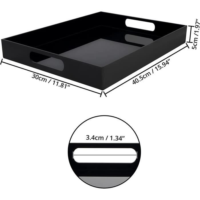 Kurtzy Plateau Transparent En Plastique Acrylique Avec Poignées Dorées - L46 X L27,5 Cm - Grand