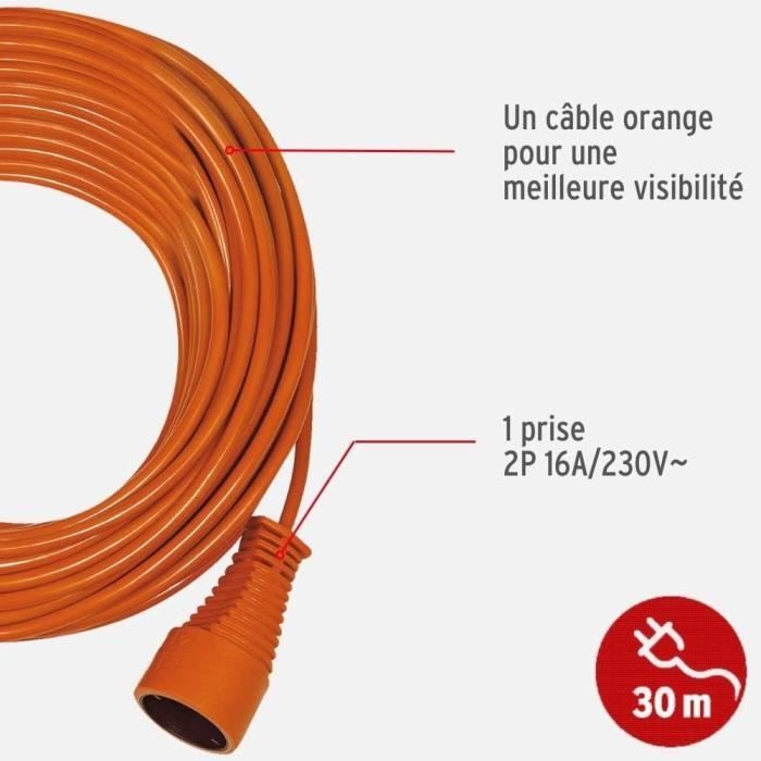Rallonge Orange 30M De Câble, Fabrication Française 1162301[n207 ...