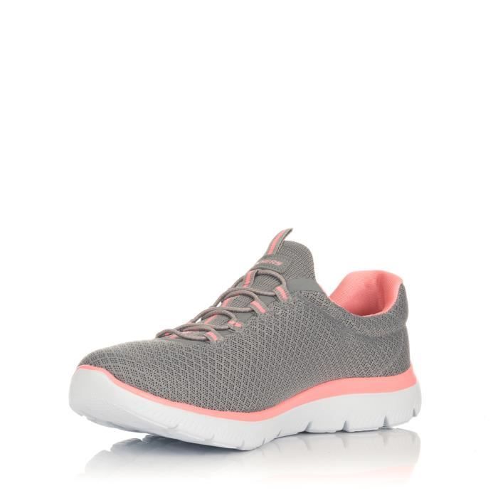 Skechers grise best sale et rose