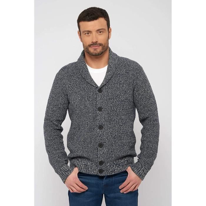 Gris Chiné | Cardigan à Col En V - Homme - Pur Cachemire | WoolOvers FR