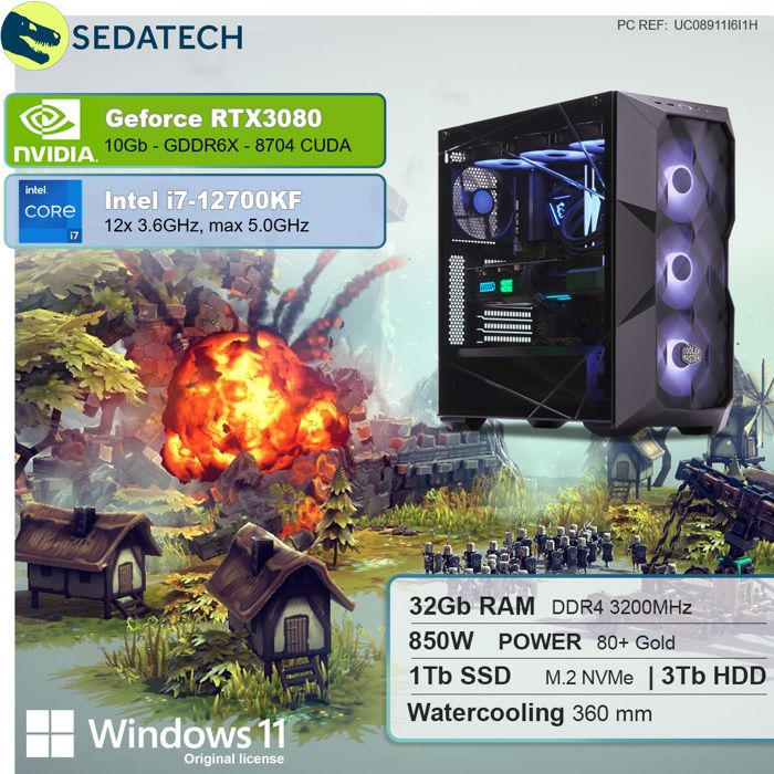 Sedatech PC Pro Gaming Watercooling – Intel i7-12700KF – RTX3080