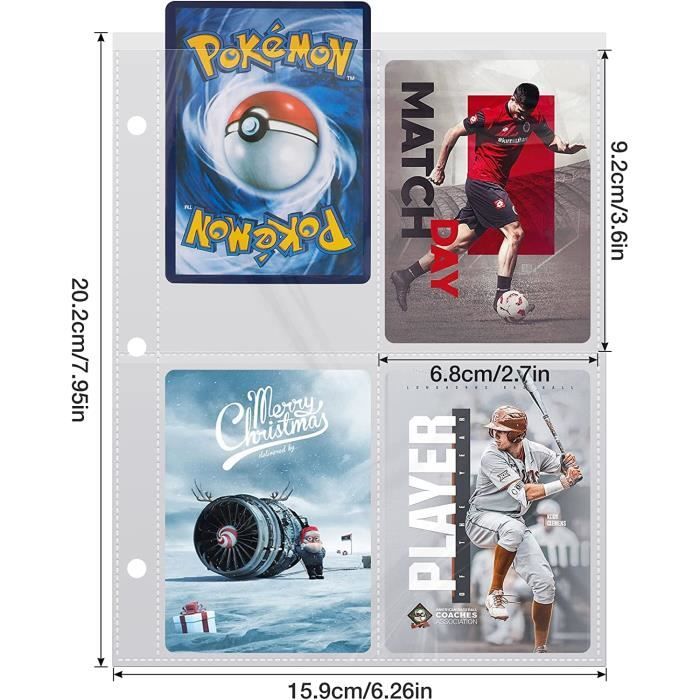 Album à Cartes 4 Poches 50 Pages – Classeur Porte-cartes Avec Fermeture éclair, Capacité 400 Cartes, Pour Collectionneurs