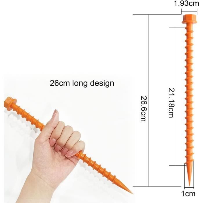 10 Piquets Ancrage Sol 30 Cm Acier Galvanisé - Crochet J Pour Trampoline, Tente, Auvent, Abri Jardin