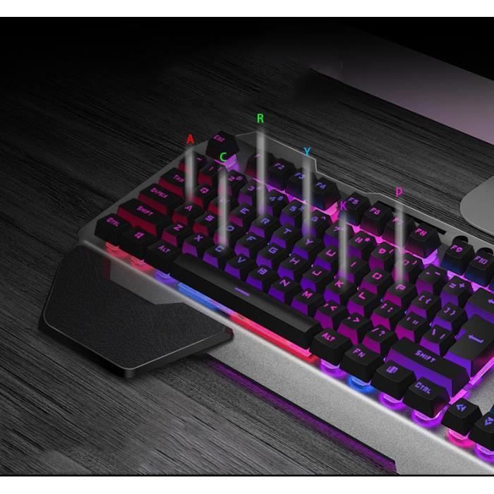 Clavier Et Souris De Jeu Sans Fil ZJFKSDYX C104 - Rétroéclairage LED, Mécanique Rechargeable, Rose