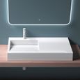 Vasque de salle de bains - Mai & Mai - Lavabo suspendu blanc avec rangement - Rectangulaire - Résine-2