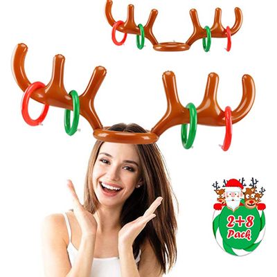 Jeu De Lancer Anneaux Renne Gonflable Pipihome - Inclus Pompe - Décoration Noël - Famille