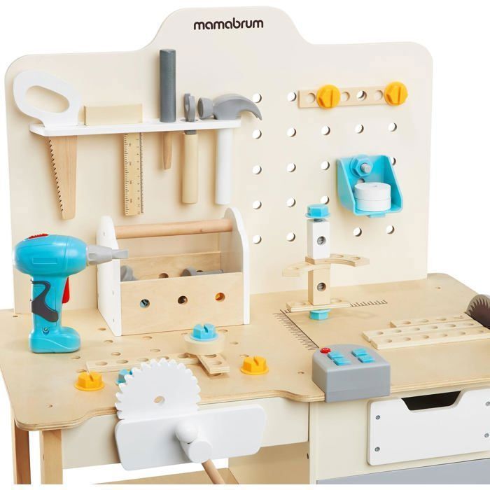 Atelier Montessori Bois – Set D’outils Avec Tournevis, Clés, Planche à Visser, Jouet éducatif 3-5 Ans