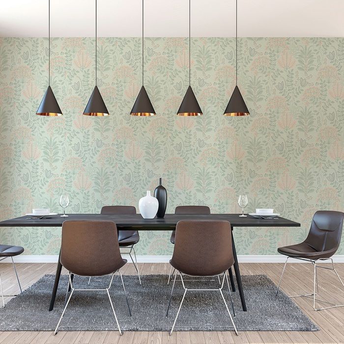 Papier Peint Intissé Tadessi Lenni Fleurs M1 - Vert Gris - 10,05 X 0,53 M - Floral Et Tendance