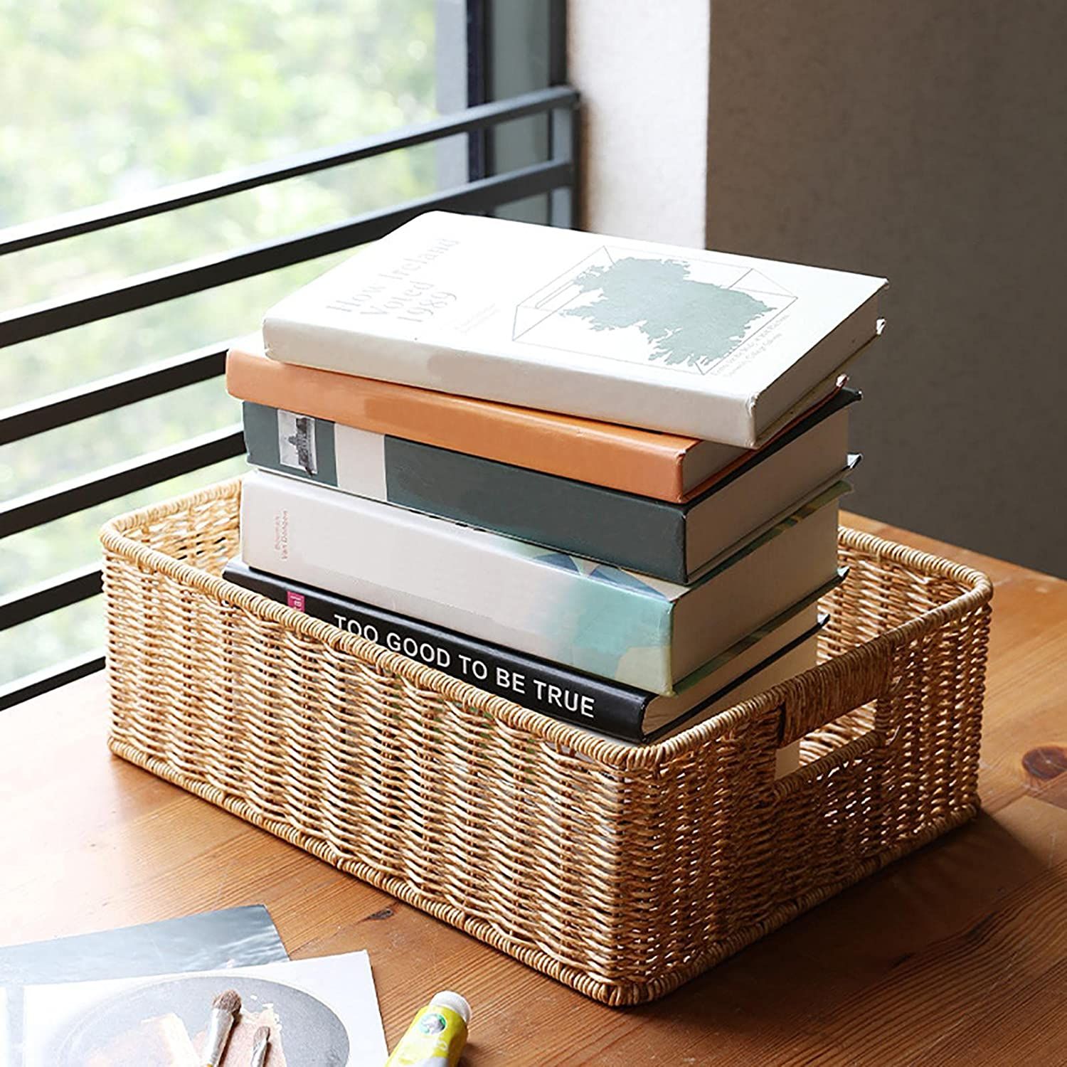 Panier Rangement OUTBROS En Corde Coton - Blanc, Tissé Main | Pour Salle De Bain, Salon, Chambre