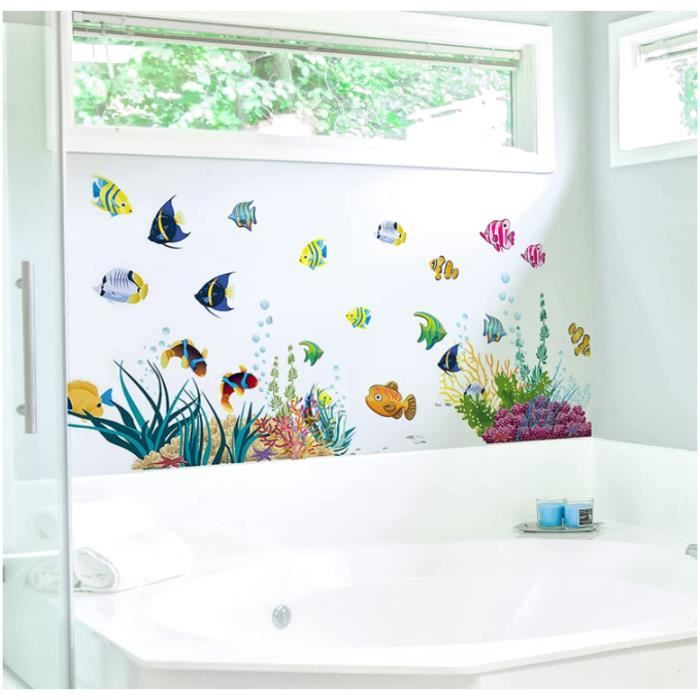 Stickers Muraux Marin 3D Bustlwor - Lot De 4 Autocollants Animaux Marins Pour Chambre Enfant