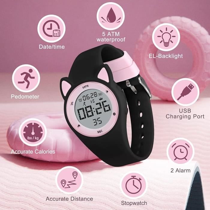 Montre digitale fille rose sales