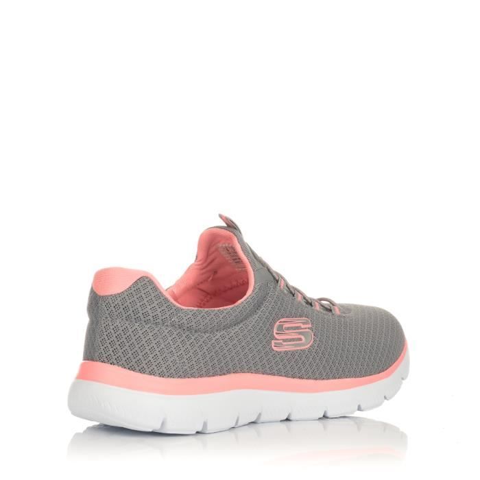 Skechers grise best sale et rose