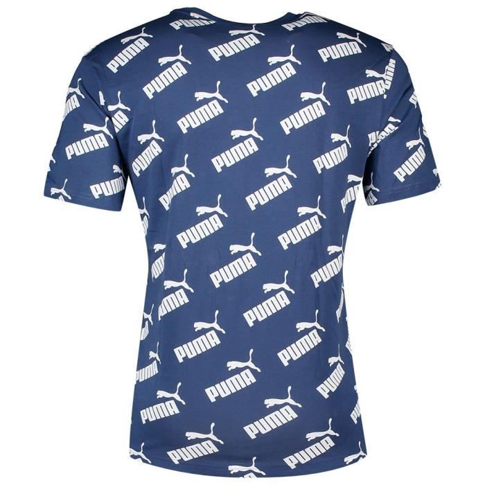 V tements Homme T Shirts Puma Amplified All Over Print Bleu