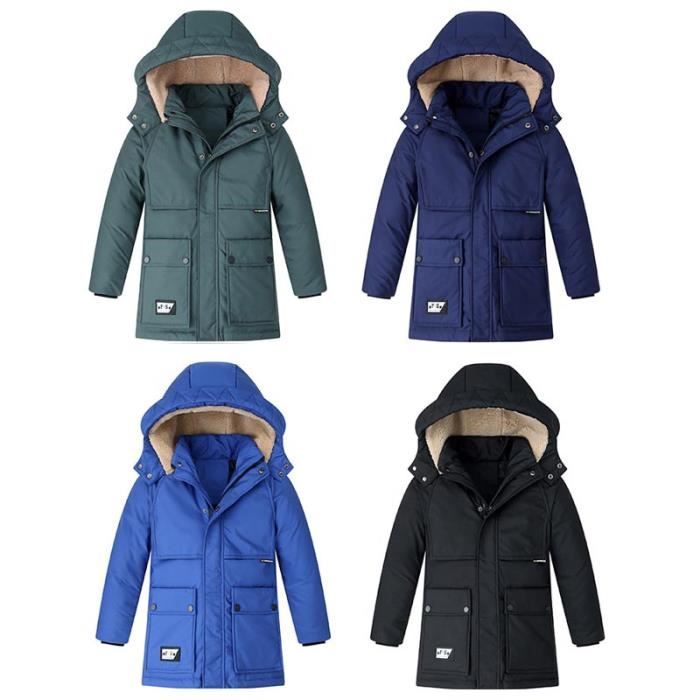 Manteau Enfant Garçon Fille Hiver - Veste Polaire Chaude Capuche Amovible - 1 à 6 Ans, Zippée, Matelassée