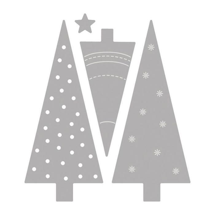 Kit De Gabarits De Découpe Rayher – 4 Matrices Sapins De Noël, Pour Machines De Découpe (Sizzix, Big Shot)