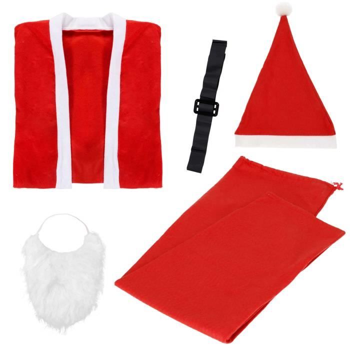 Survêtement De Noël Homme Rouge - Sweat Capuche & Pantalon - Imprimé Père Noël/Sapins - Tenue Fêtes