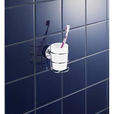 WENKO Porte-brosse à Dents Villena - Gobelet Béton Gris Ø7,4x9,5cm