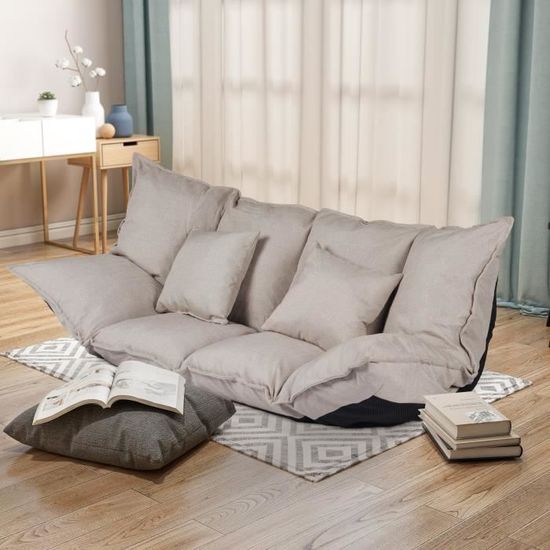 ribelli canape japonais fauteuil bas sans pieds hikui canape de sol creme gris canape creme cdiscount jardin