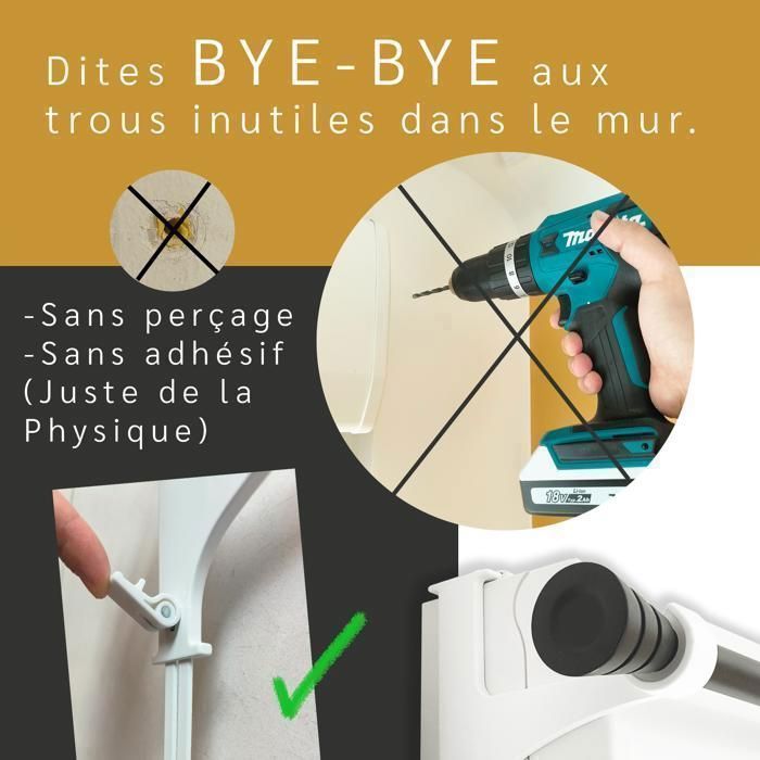 FODEX Support Tringle Rideaux Sans Perçage 2 Pièces - Pour Coffre Volet Roulant 14-24 Cm Tringle 20-28 Mm - Blanc