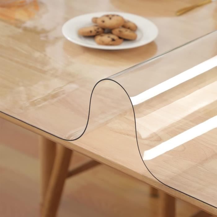 Protection de table en plastique transparent en PVC transparent pour table  de pique-nique, table de salle à manger, table de cuisine, meubles en bois