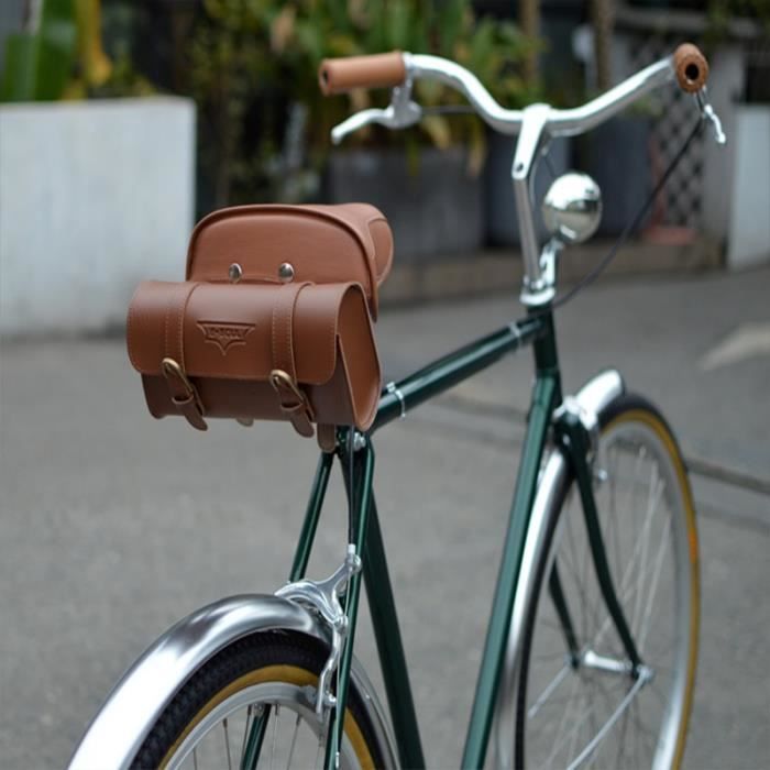 Accessoire v lo Sac de guidon de v lo Vintage en cuir PU sacoche
