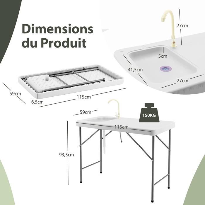 Table Pliante Extérieur GOPLUS 122 X 74 Cm - Hauteur Réglable, Pieds Métal, Idéale Pour Camping, Pique-nique, Jardin - 2