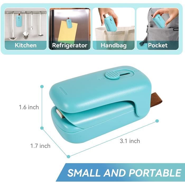 AXYWINBO® Mini Scelleur,Scellant et Coupeur Sous Vide Portatif,Thermoscellant 2 en 1 Rechargeable Pour Sacs de Stockage de Nourriture,Collations,Fruits,Biscuits Frais (Noir