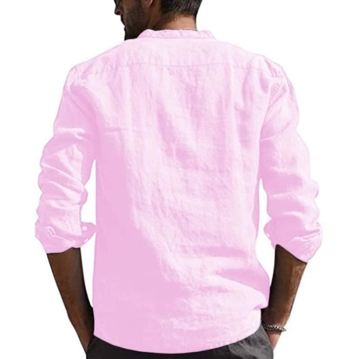 Chemise lin hotsell col mao