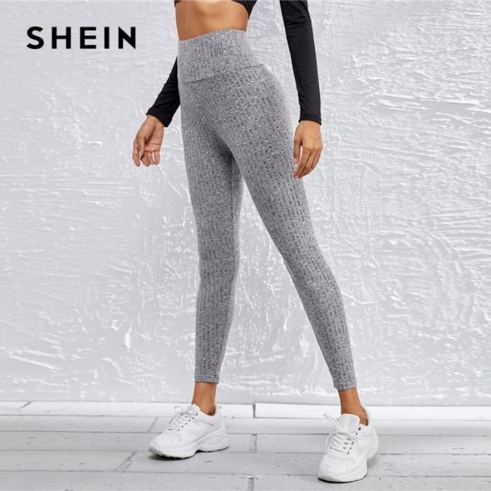 PANTALON SHEIN gris large ceinture en tricot c tel solide