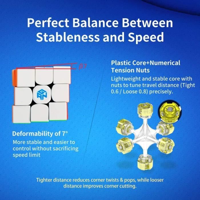 Bukefuno GAN 356 RS2 3x3x3 Speed Magic Cube GAN 356 R S 2 3x3 Cubo mágico Gans 3 por 3 Educativo GAN356 RS 2 Speed Puzzle