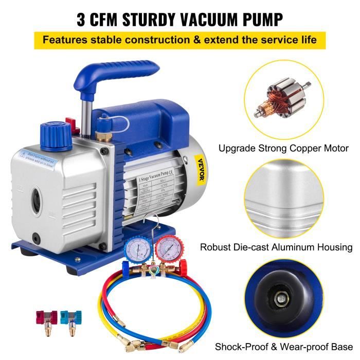 VEVOR Pompe utilitaire, 320 W, pompe à eau submersible portable, 6000 L/H de haut débit