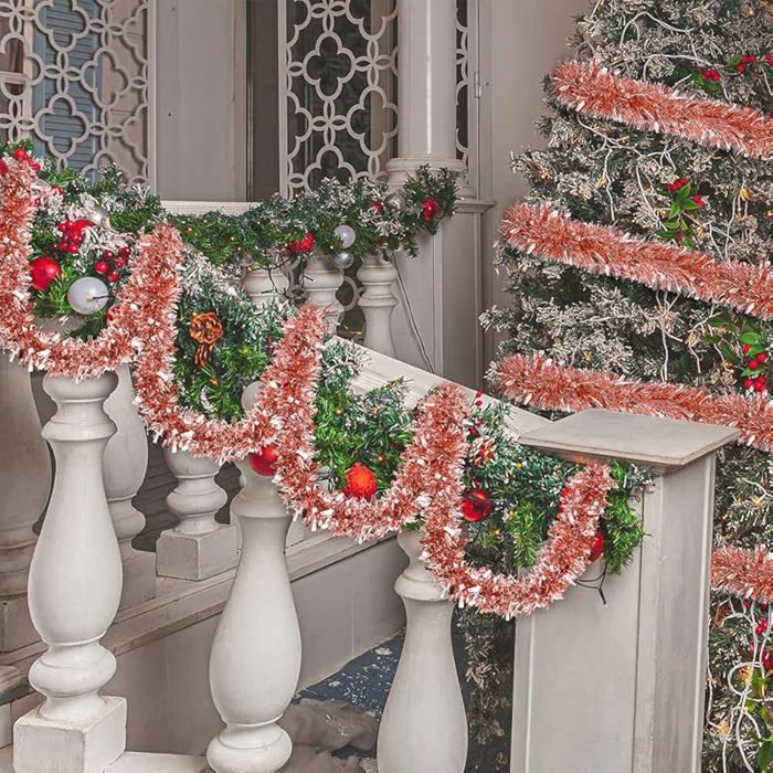 Guirlande De Noël En Guirlande Métallique De 59 Pieds, Guirlande Suspendue Brillante Pour Décoration Intérieure Et Extérieure (Noir