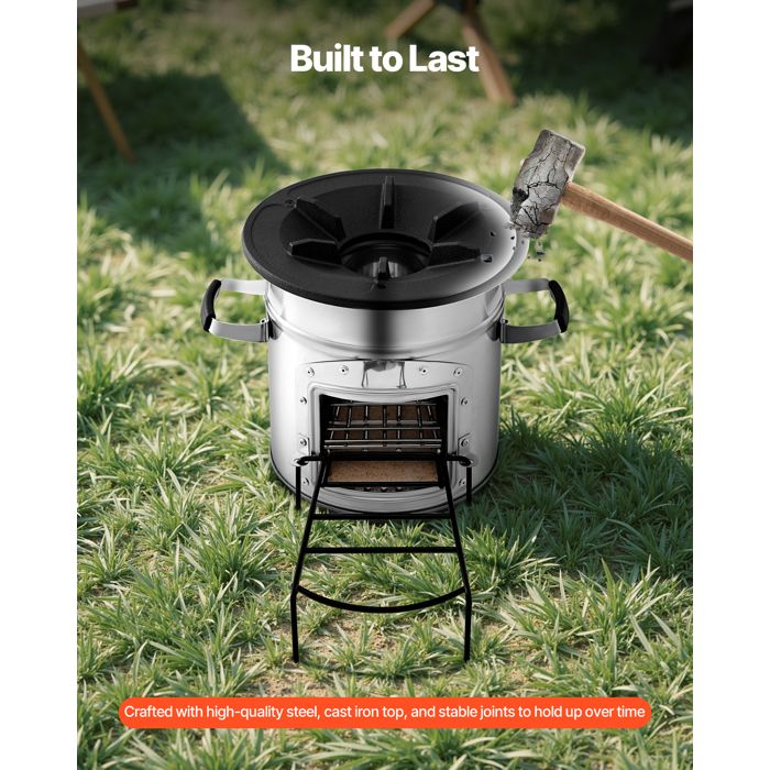 Cuisinière Survival Bois Mini Poêle à Bois Portable En Acier Carbone Avec 2 Positions De Cuisson Poêle à Bois Portable Camping